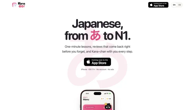 KanaGO! — Bilingual launch website
