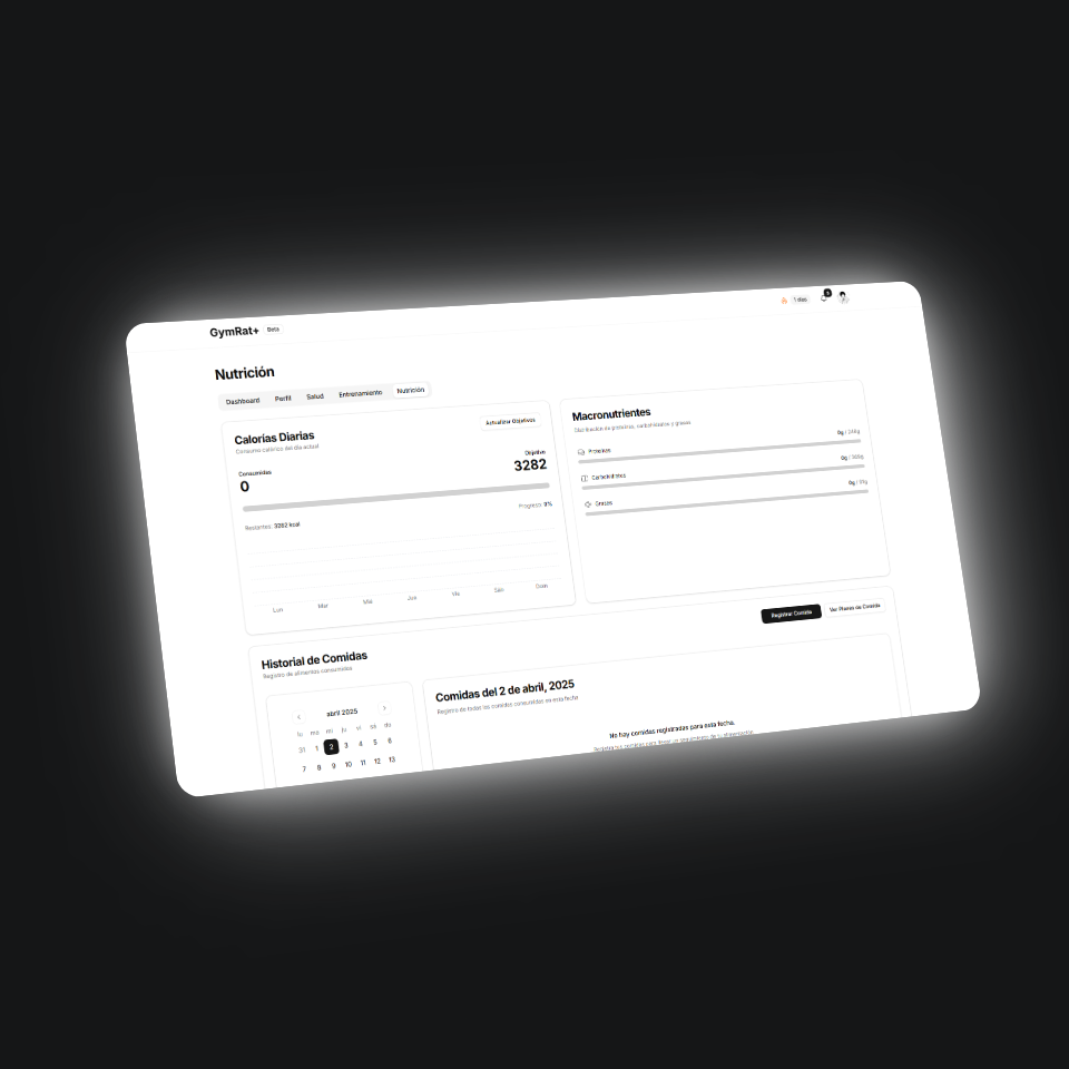 GymRat+ - Seguimiento de entrenamientos y nutrición